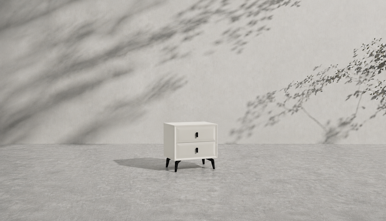 2-Drawer Grey Nightstand