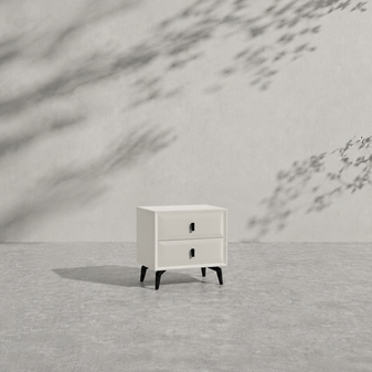 2-Drawer Grey Nightstand