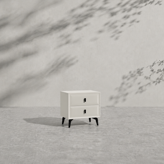2-Drawer Grey Nightstand