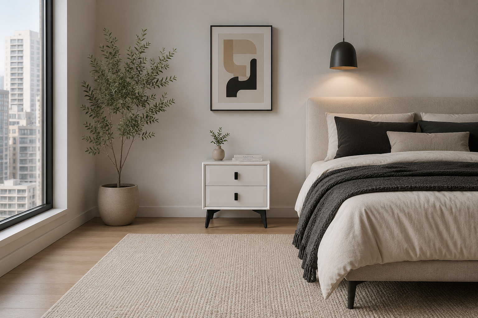 2-Drawer Grey Nightstand