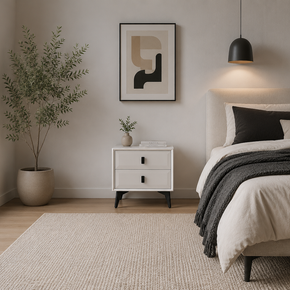 2-Drawer Grey Nightstand