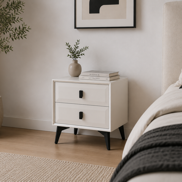 2-Drawer Grey Nightstand