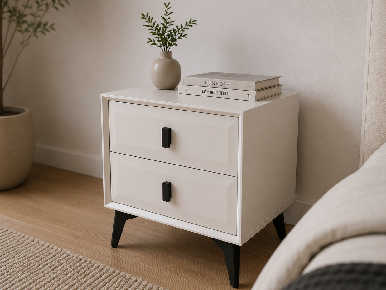 2-Drawer Grey Nightstand