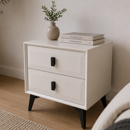 2-Drawer Grey Nightstand